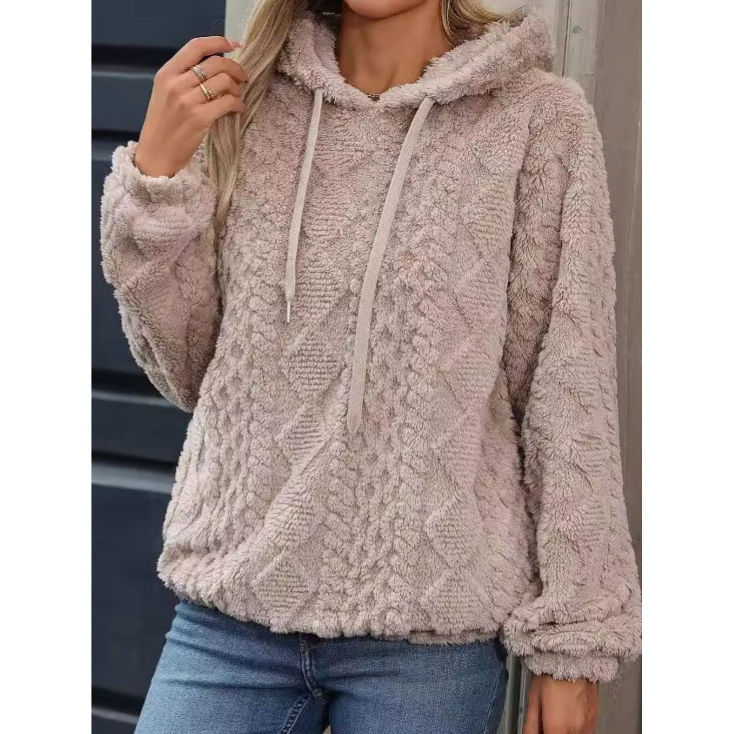 Kvinnors Hoodie Casual Plush Vinter-1