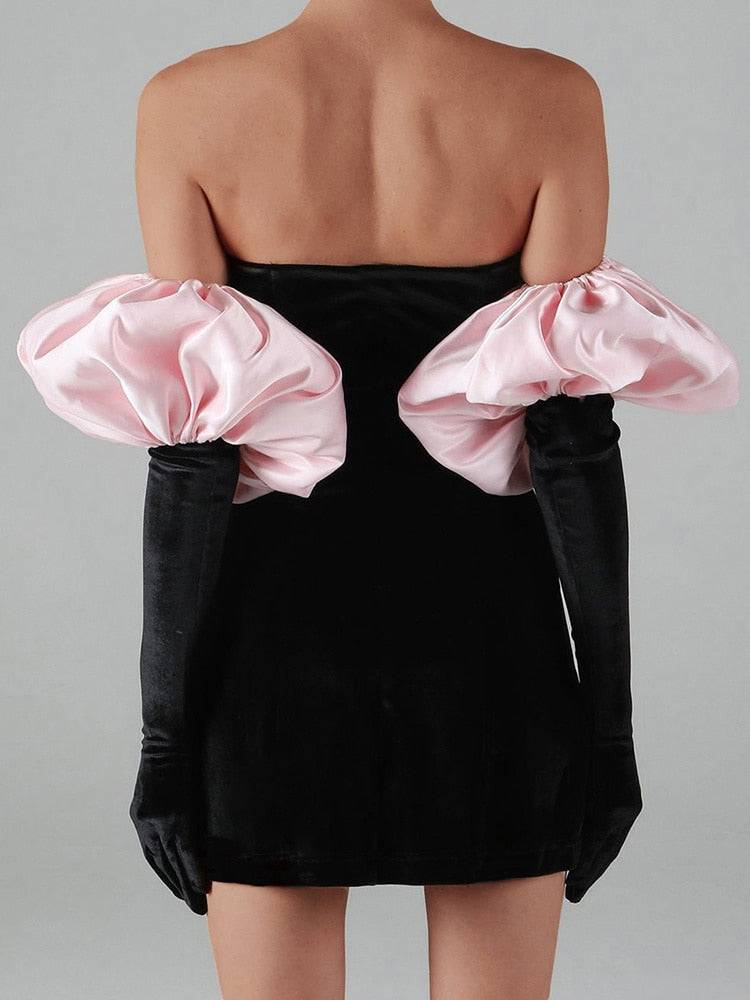 Fina Dam Klänningar Mini Klänning Puffärmar Polyester-2