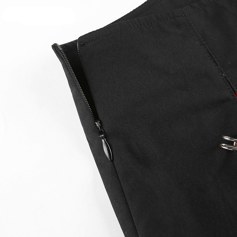 Svart Minikjol A-linje med Slits och Paljetter i Polyester – Elegant Mini Kjol för Kvinnor 5