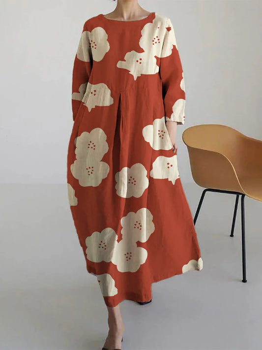 Dam Sommarklänning Blommönster Enkel Design Lätt Material 1