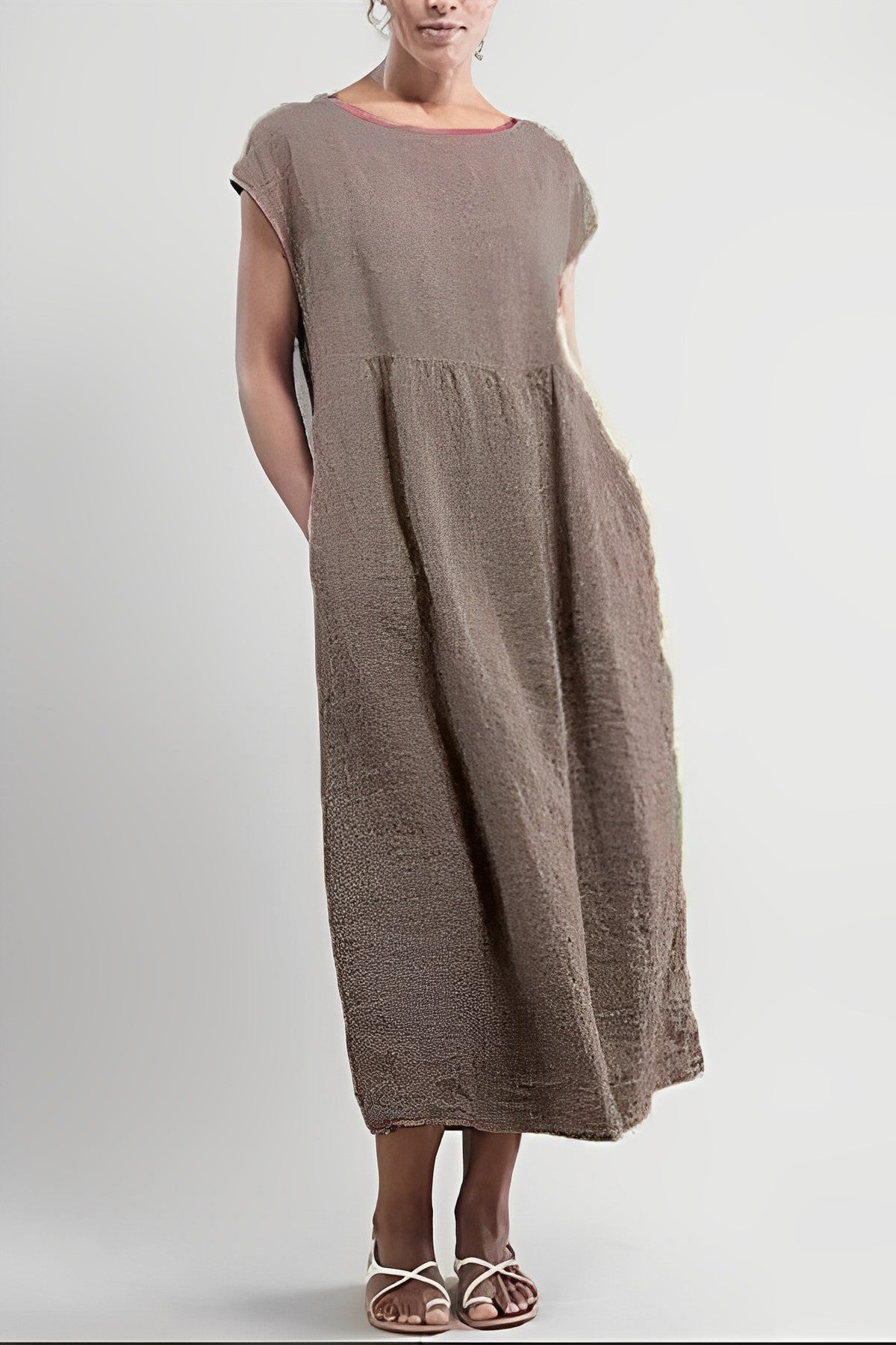 Dam Klänning Retrostil Luftig Bomull Elegant Design 4