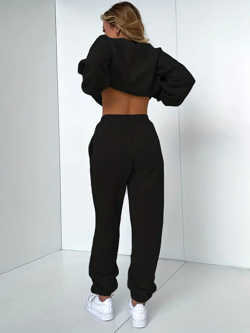 Kvinnors Joggingdräkt Mjuk Casual Tröja och Byxor Elastisk Blend-4