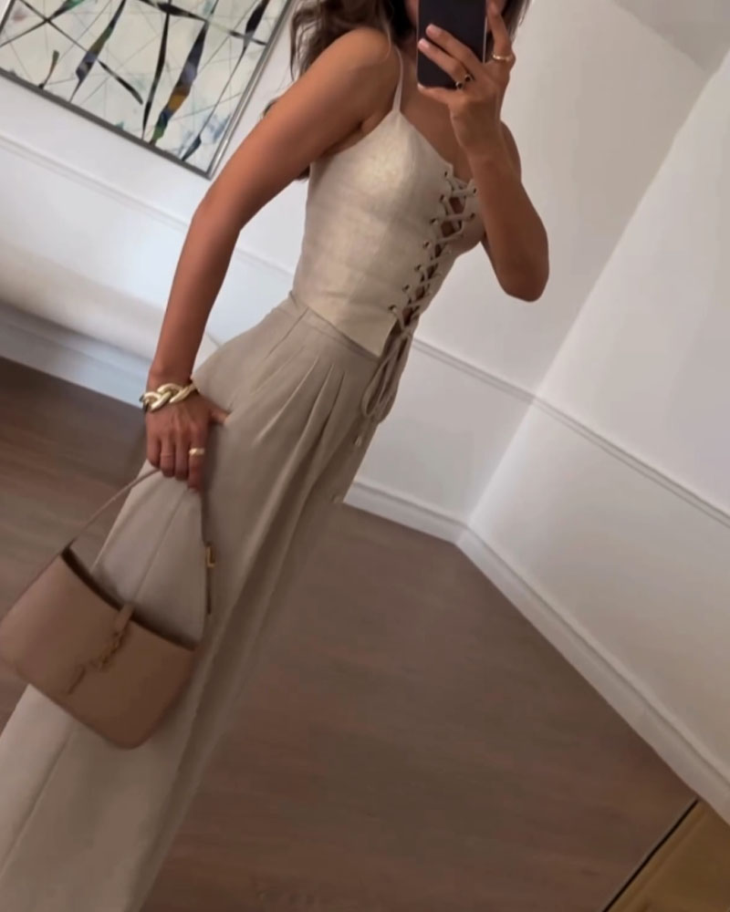 Dam Tvådelad Set Topp och Byxor Polyester 6