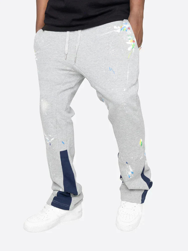 Dam Flare Sweatpants Färgstänkt Bomull-5