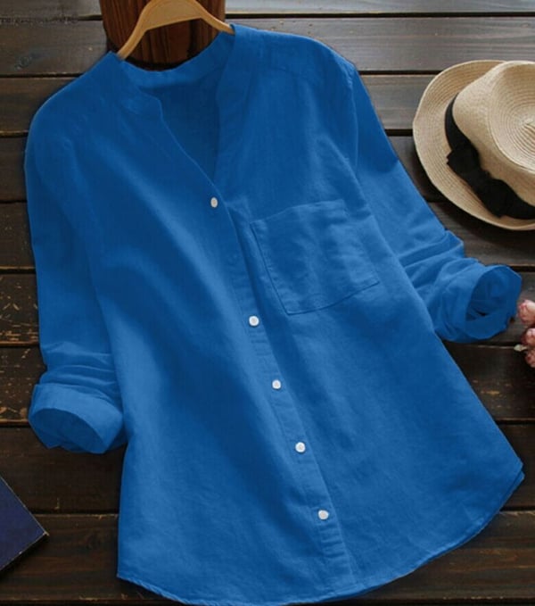 Variant image for Kvinnors Retro Blus med Broderi 100% Bomull-31