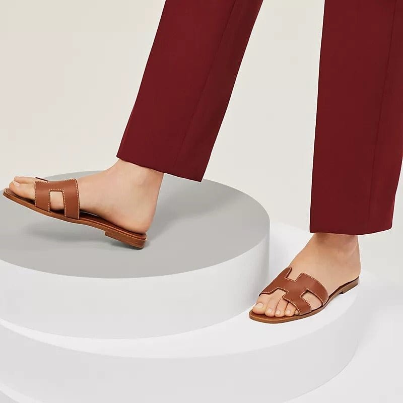Kvinnors Sandaler Bekväm Läder Slip-On Design-2