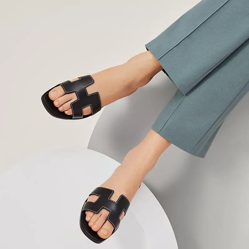 Kvinnors Sandaler Bekväm Läder Slip-On Design-5