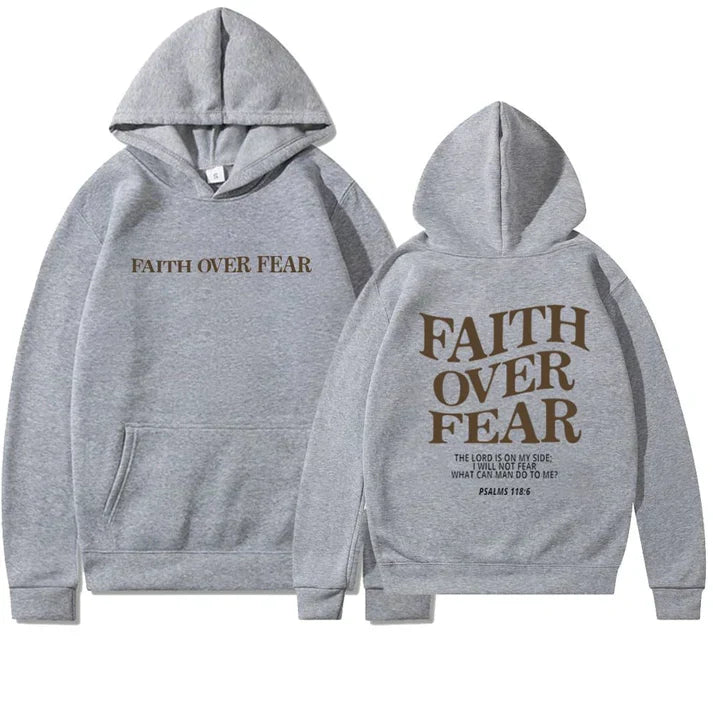 Unisex Luvtröja med Motiv Tro över Rädsla Mjuk Bomullspolyester 11