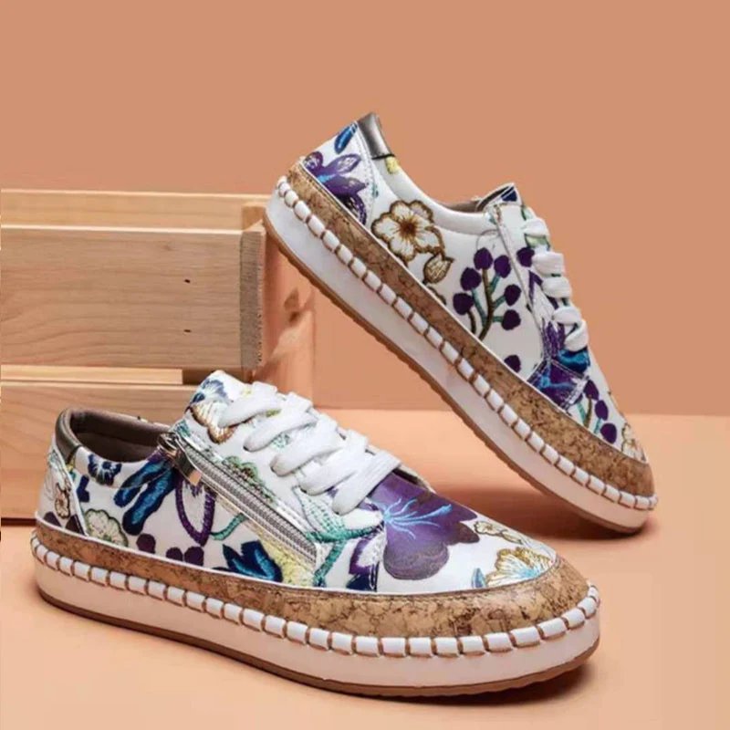 Variant image for Dam Sneakers Blommig Design Hög Kvalitet Textil och Gummi-19