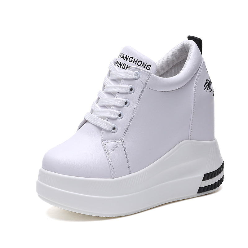 Kvinnors Högklackade Sneakers Sportig Vulkaniserad Plattformsdesign Andningsbart Material-3