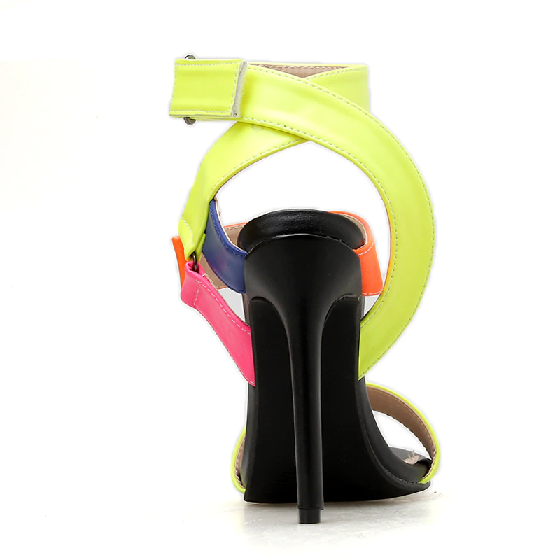 Kvinnors Hög Häl Sandal Fotledslinga Flock-4