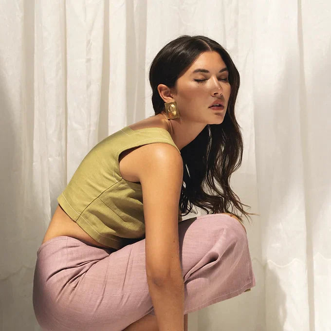 Dam Topp Sicksackdesign i 100% Linne – Lätt och Luftig, Storlek XS, Perfekt för Vår och Sommar 3