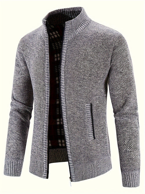 Herrjacka Vinter Zip-Jacka Hög Krage Stickad Design-1