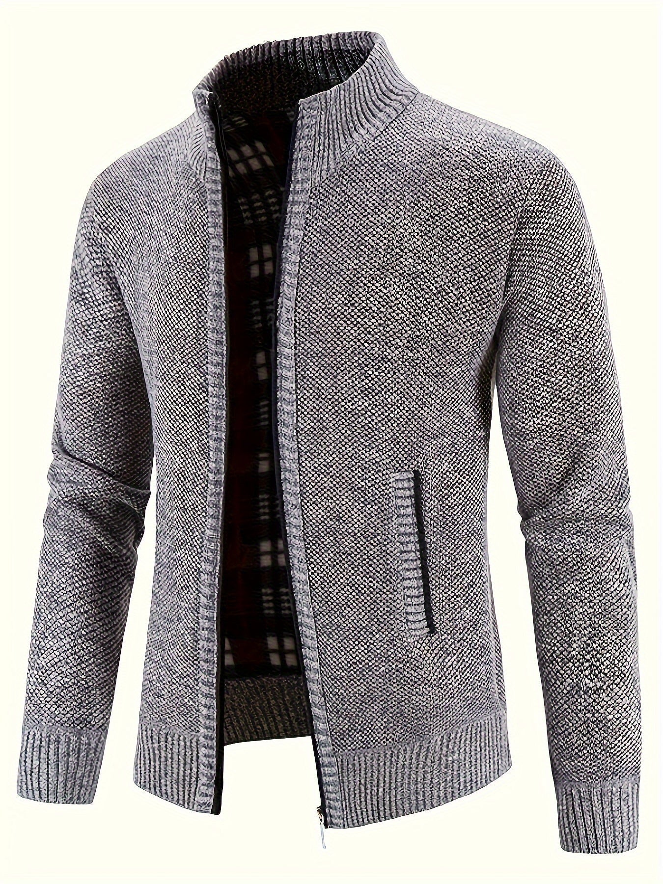 Variant image for Herrjacka Vinter Zip-Jacka Hög Krage Stickad Design-1