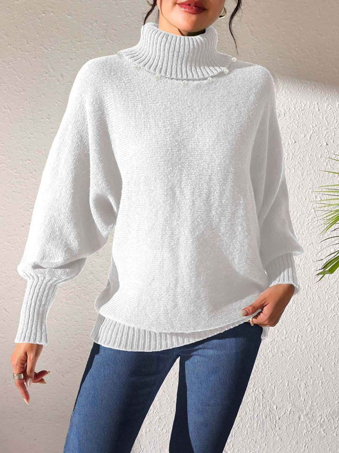 Kvinnors Turtleneck Tröja Avslappnad Mjuk Fiber 4