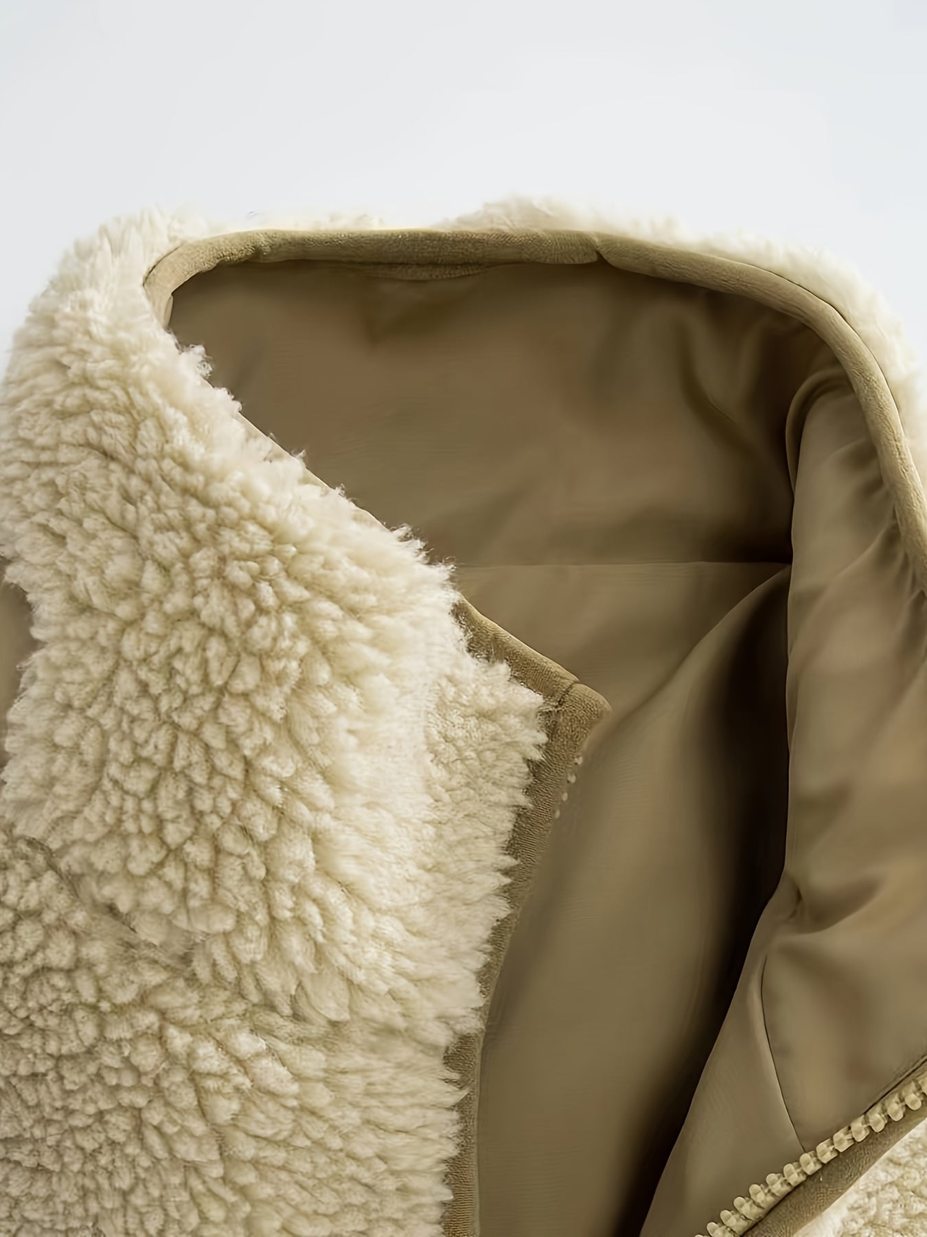 Dam Vinterjacka Teddy Högkrage Fleece för Kalla Dagar-4