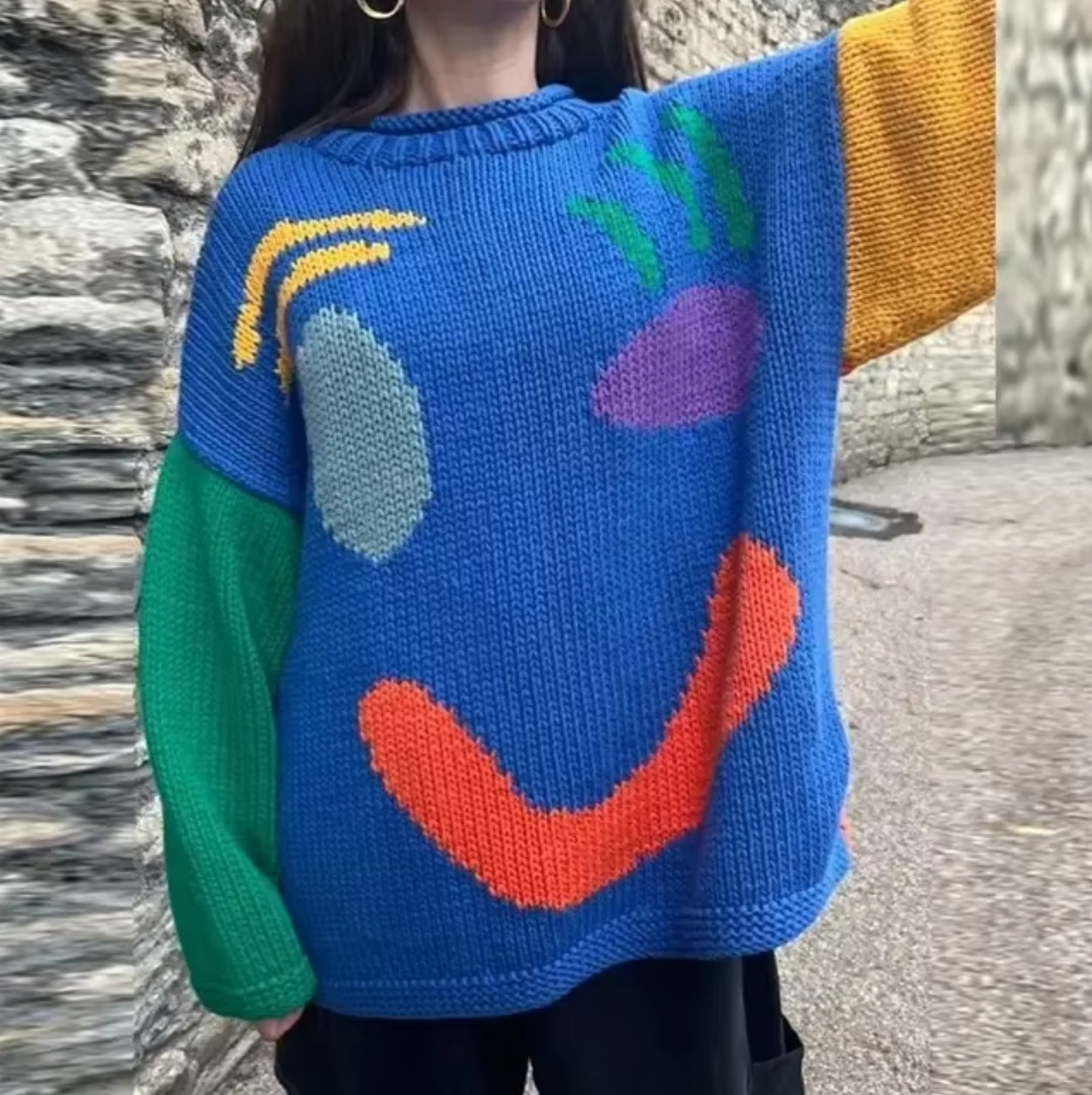 Variant image for Kvinnors Överdimensionerad Tröja Boho Stil i Bomull-6