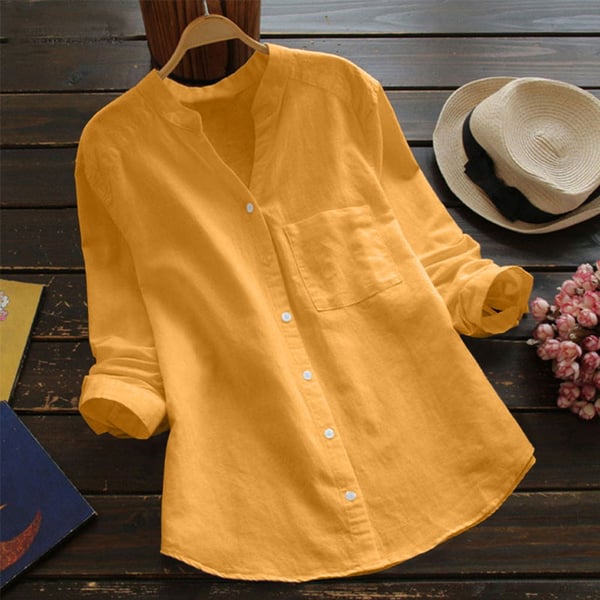 Kvinnors Retro Blus med Broderi 100% Bomull-3