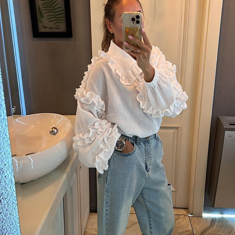 Variant image for Kvinnors Kofta med Lykta Ärmar i Högkvalitativ Bomull-1