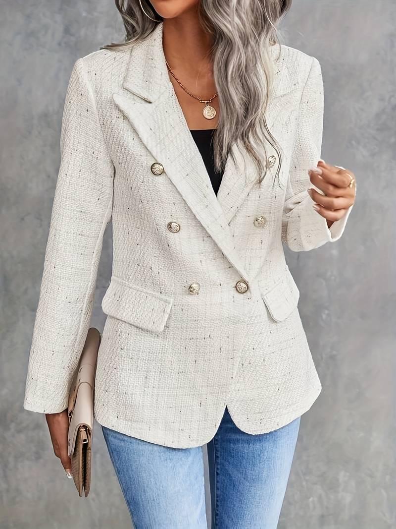 Kvinna Blazer Långärmad Vändbar Krage Andningsbart Material-5