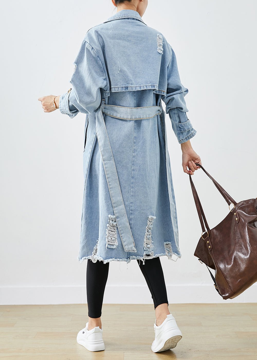 Vinterkappa Dam Ribbad Denim Elegant För Vinterbruk-4