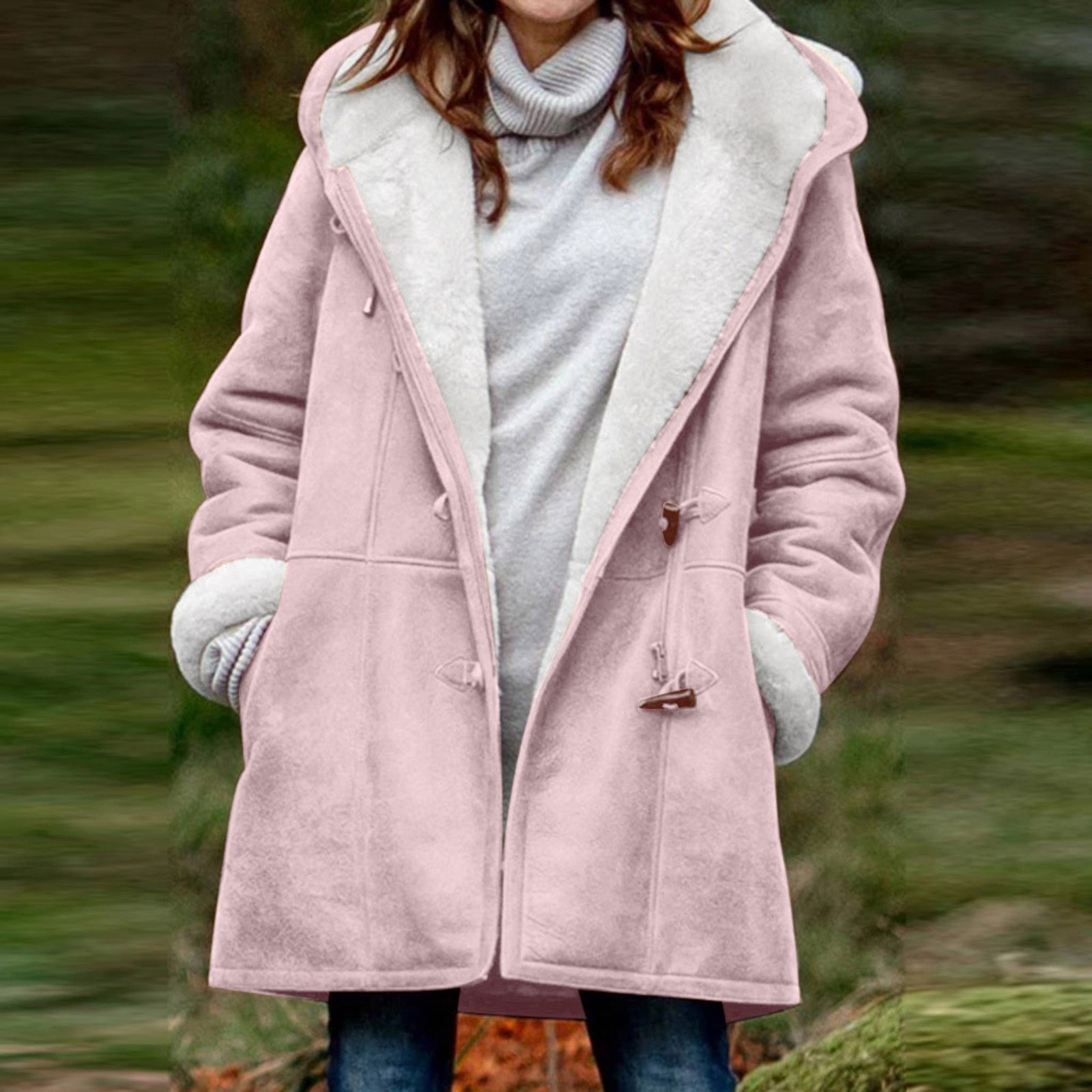 Dam Fleecejacka med Huva Mjuk och Trendig Fleece-6