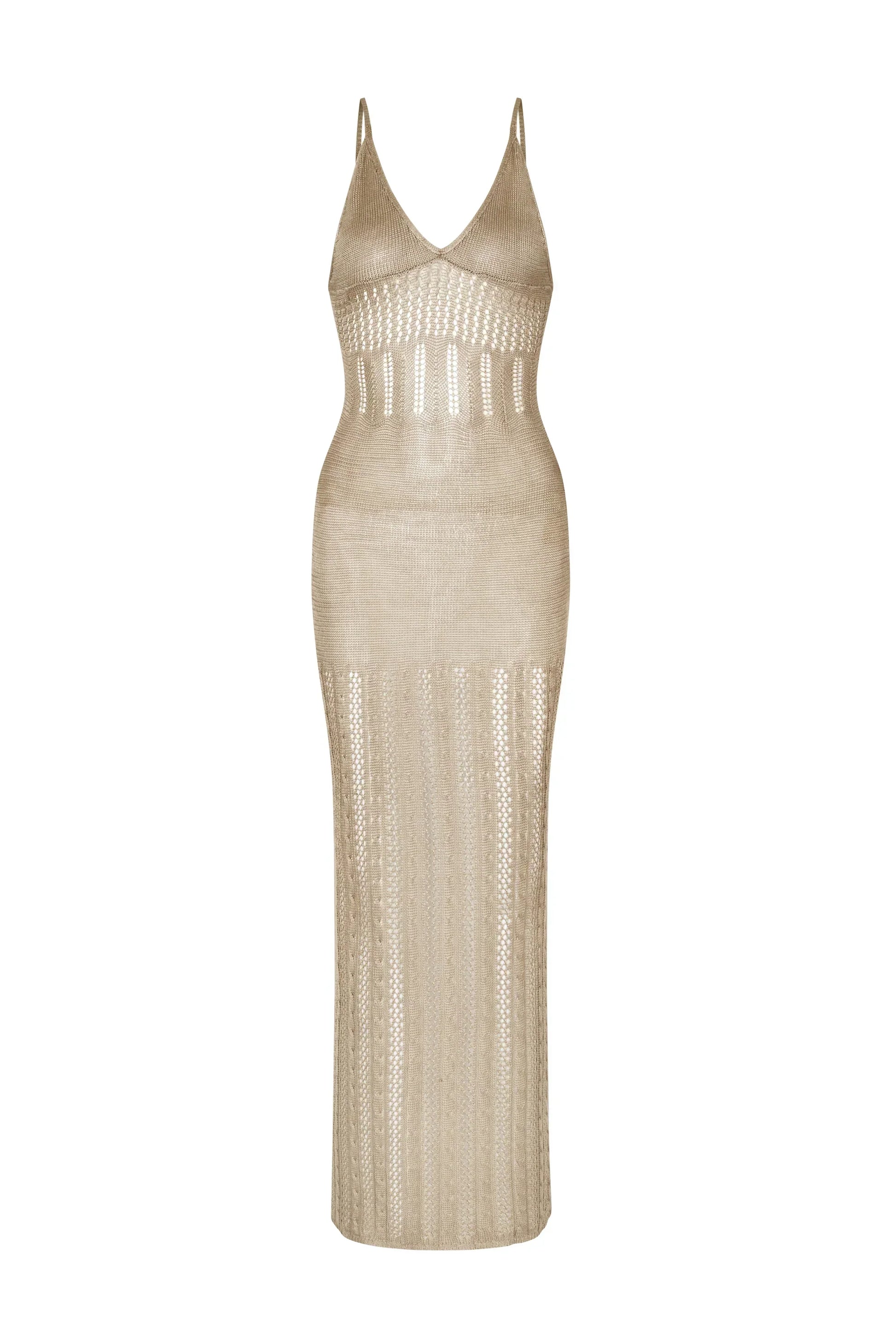 Dam Strandklänning Boho Lätt Stickad Fiber-4