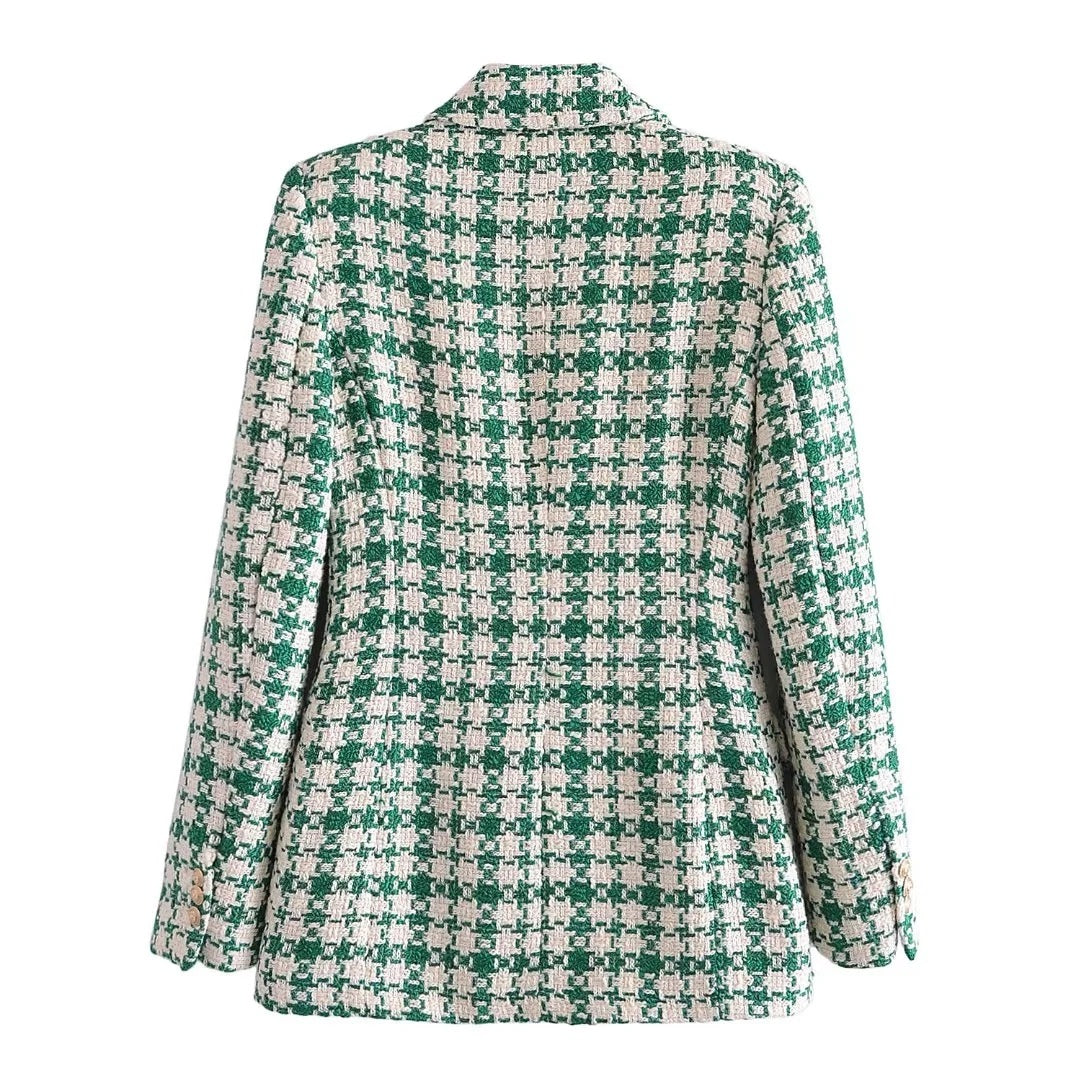 Kvinna Blazer Klassisk Tweed Tidslös Stil-4