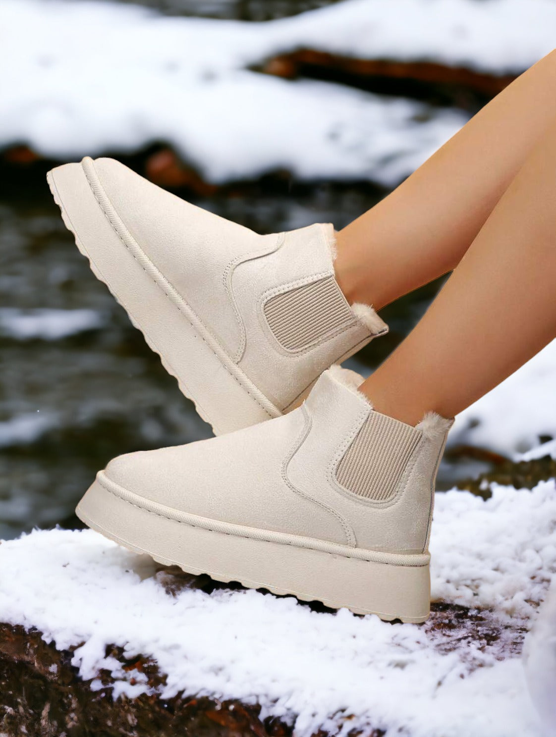Fodrade Vinterstövlar Dam Vattenavvisande Material Elegant Design-1