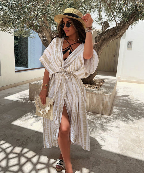 Dam Kimono Mångsidig Beige 100% Bomull-1
