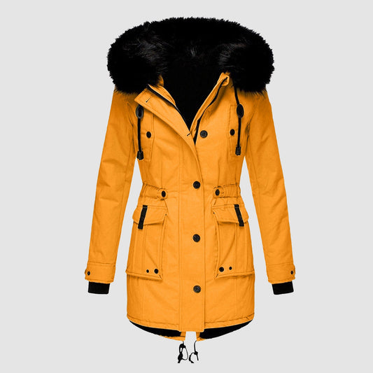 Dam Kappa Vinter Plysch med Ullkrage Fodrad Fleece 1