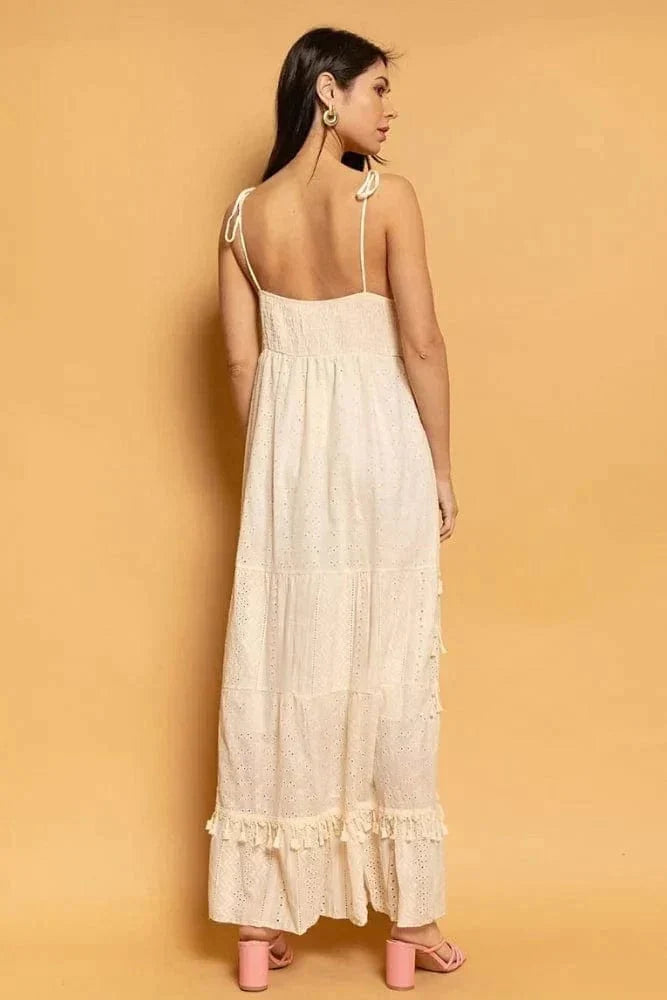 Kvinnors Lång Klänning Virkad Boho 100% Bomull-6