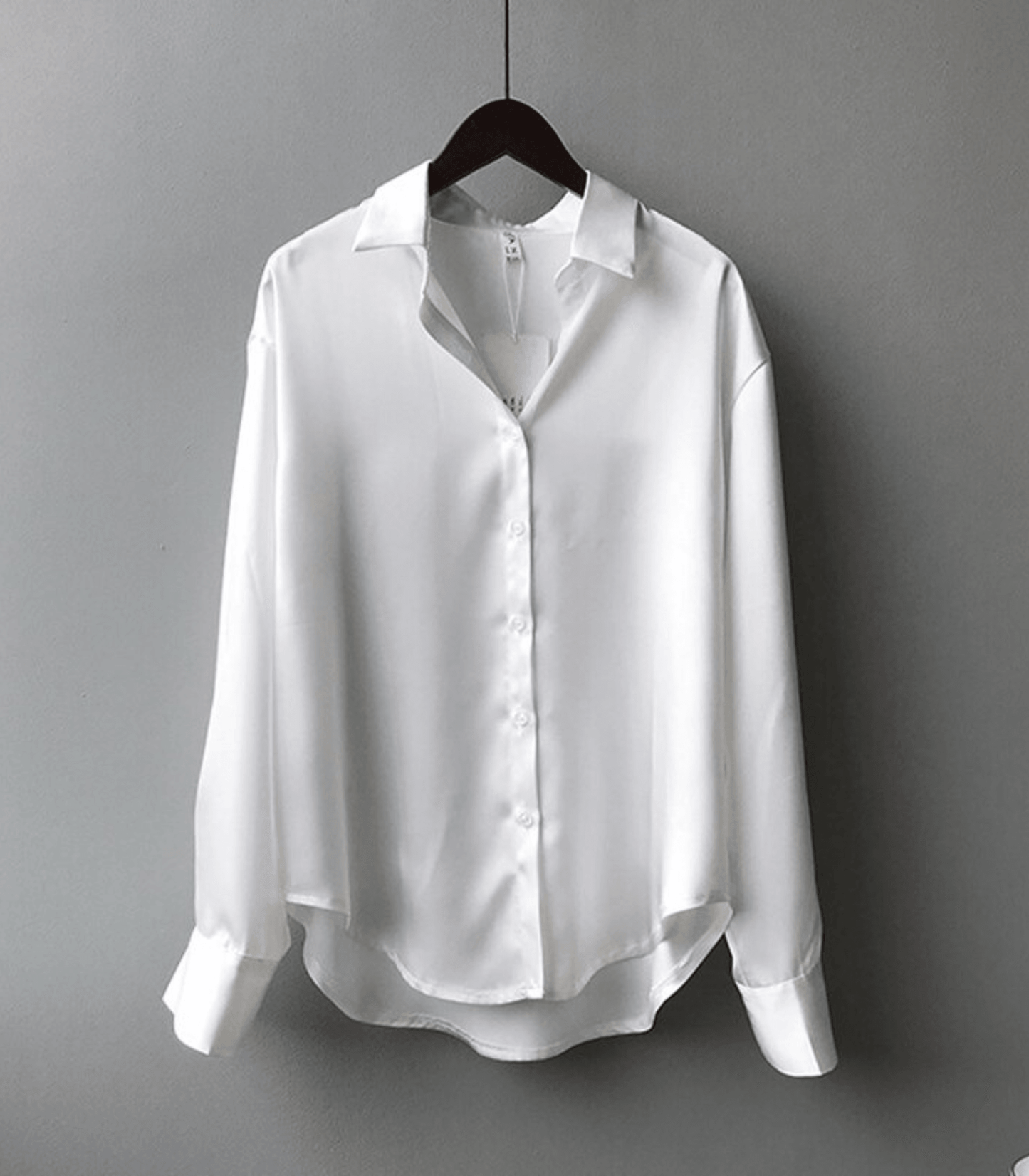 Variant image for Vit Blus Dam Knäppt Satin Elegant Stil för Vardags och Fest-21