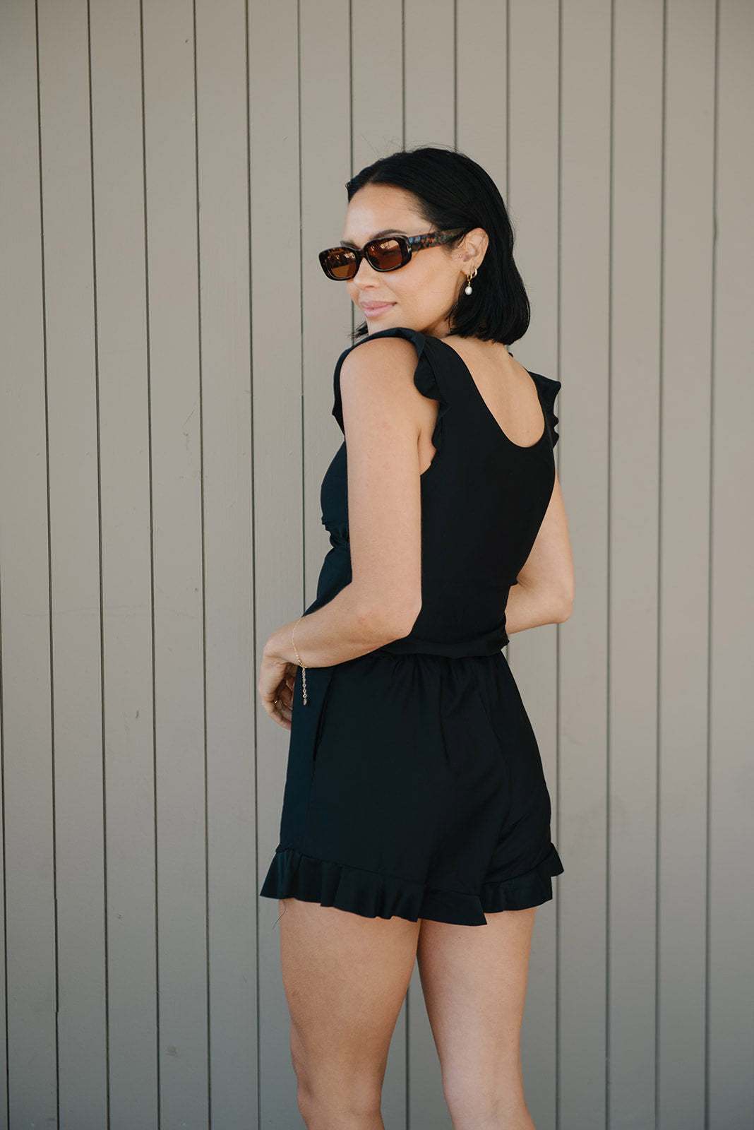 Dam Badshorts Ruffles Twist Design Högkvalitativt Tyg-4