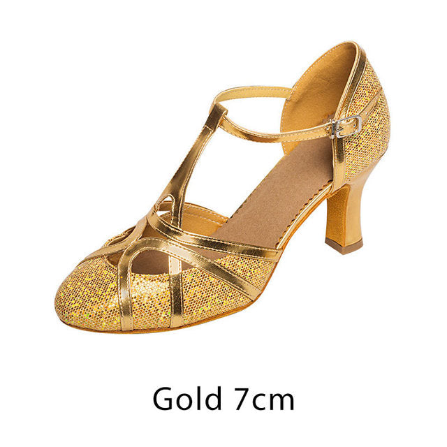 Kvinnors Dansskor Dam Balsal och Latin Glitter Lycra 7 cm Klack 12
