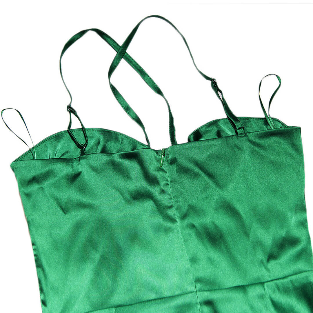 Maxiklänning Dam Crisscross-halsringning Satin med Hög Slits-5