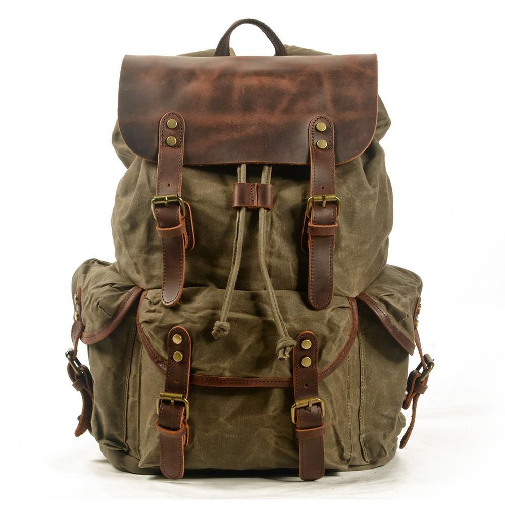 Variant image for Unisex Ryggsäck Vintage Vaxat Canvas och Läder-3