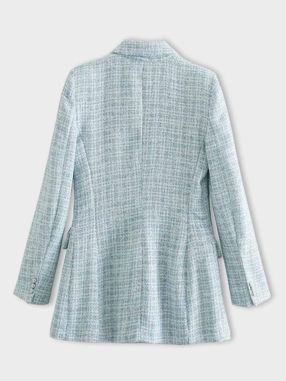 Kvinna Blazer Tweed Elegant Skräddarsydd-3