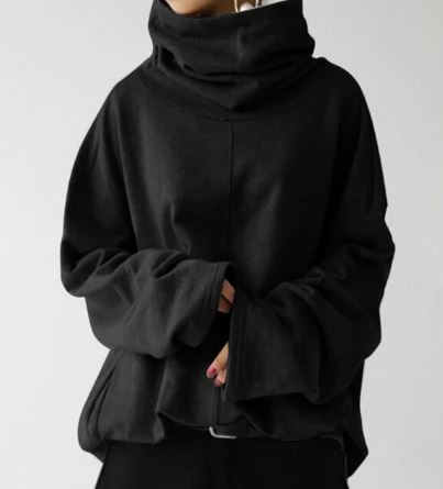 Dam Hoodie med Hög Krage – Mjuk och Bekväm Tygblandning, Normal Passform, Perfekt för Avslappnade Tillfällen 3
