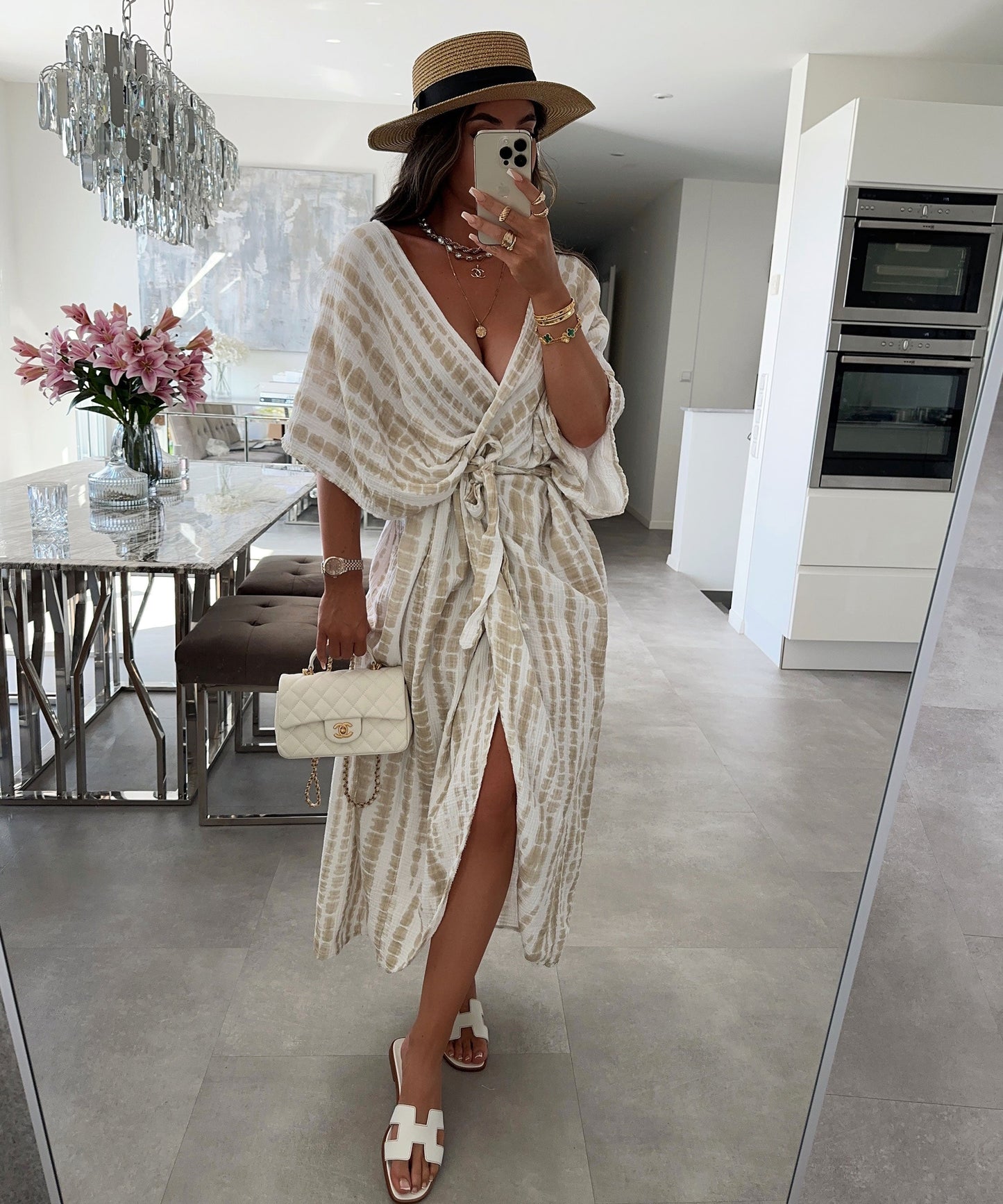 Dam Kimono Mångsidig Beige 100% Bomull-3