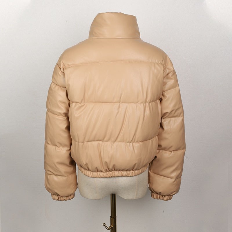 Vinterjacka Dam Quiltad PU-Läder Elegant Vinterjacka 5
