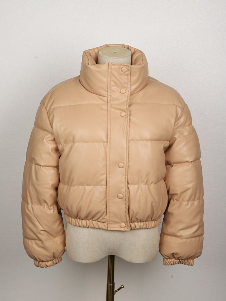 Vinterjacka Dam Quiltad PU-Läder Elegant Vinterjacka 8