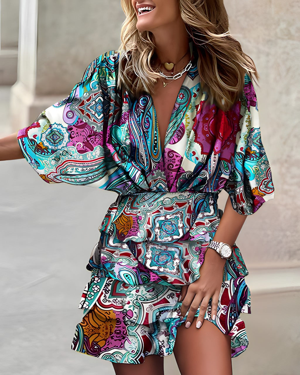 Dam Miniklänning Ruffle Mjuk Andningsbar Material 14