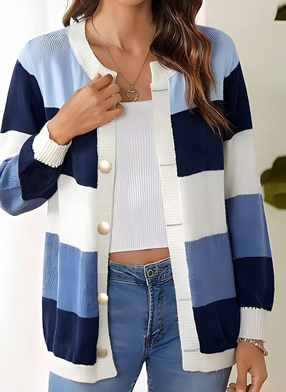 Lång Kofta Dam med Knappstängning i Rosa Polyester – Elegant och Bekväm Långärmad Kofta för Alla Tillfällen 5