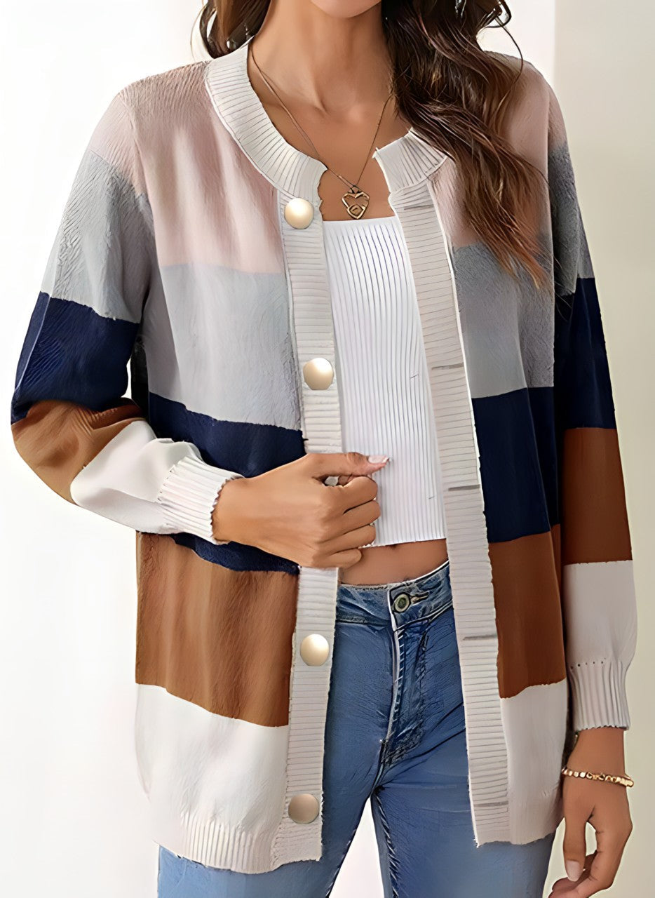 Lång Kofta Dam med Knappstängning i Rosa Polyester – Elegant och Bekväm Långärmad Kofta för Alla Tillfällen 6