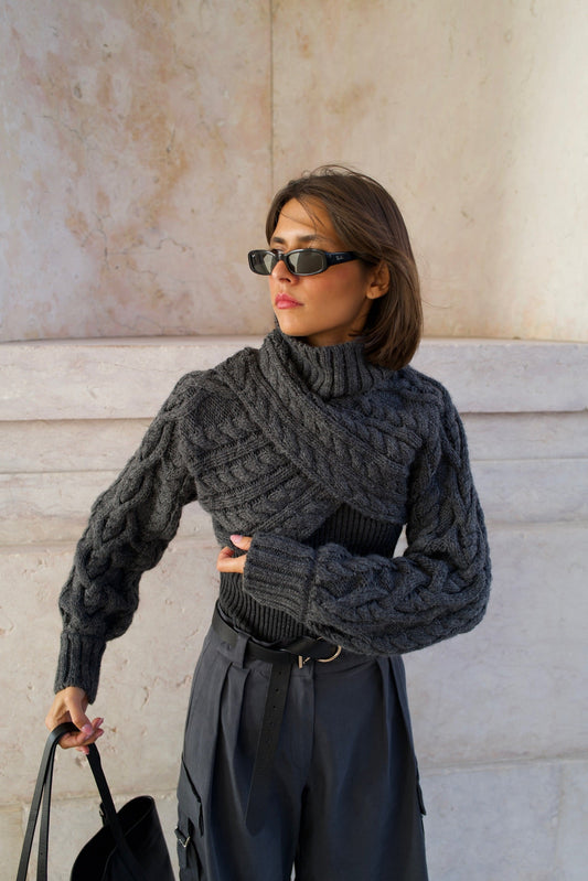 Dam Armöverdrag Hög Krage BallongÀrmar Elastan Blandning-1