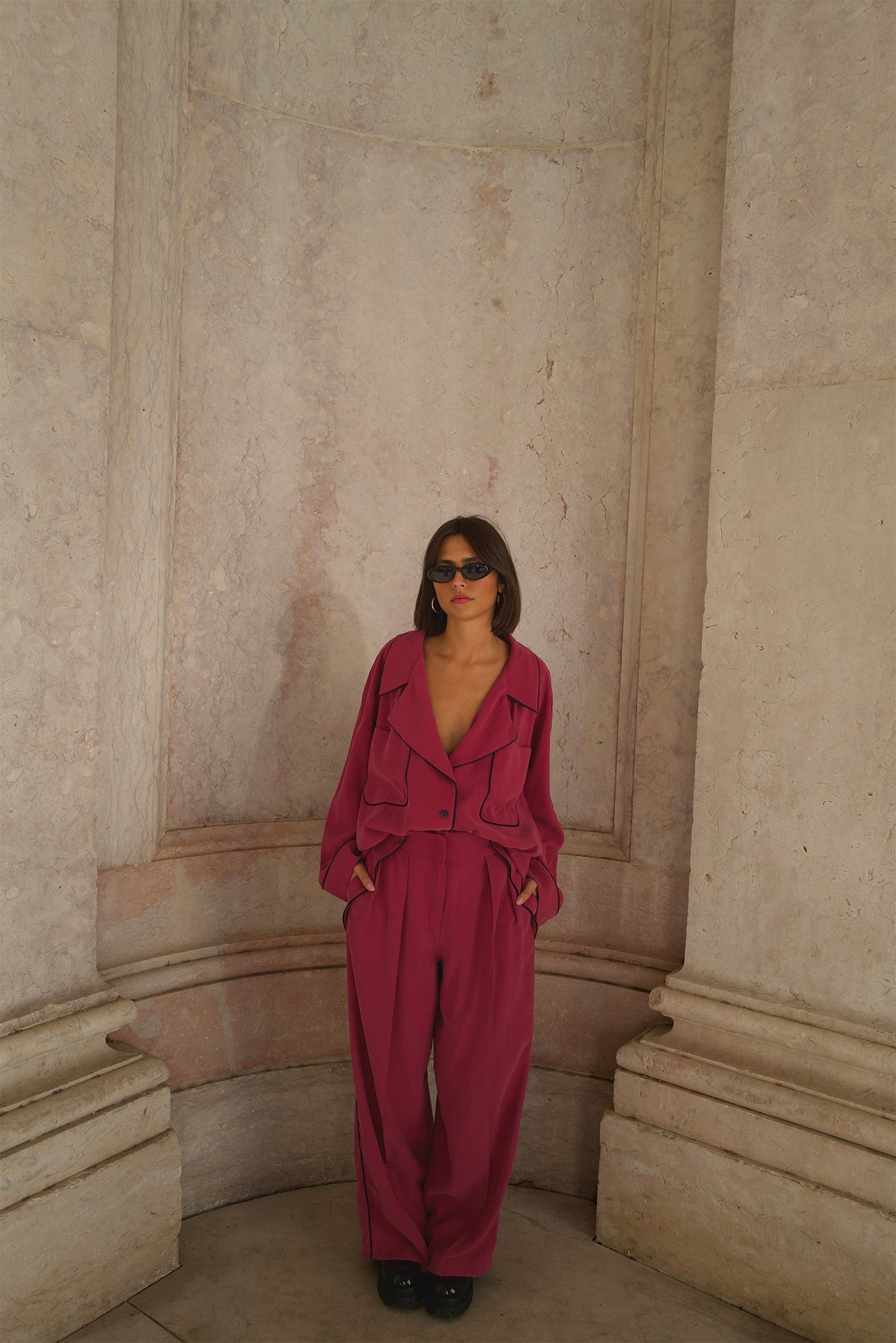 Snygga Byxor Dam Hög Midja med Fickor Viskos 90%-3