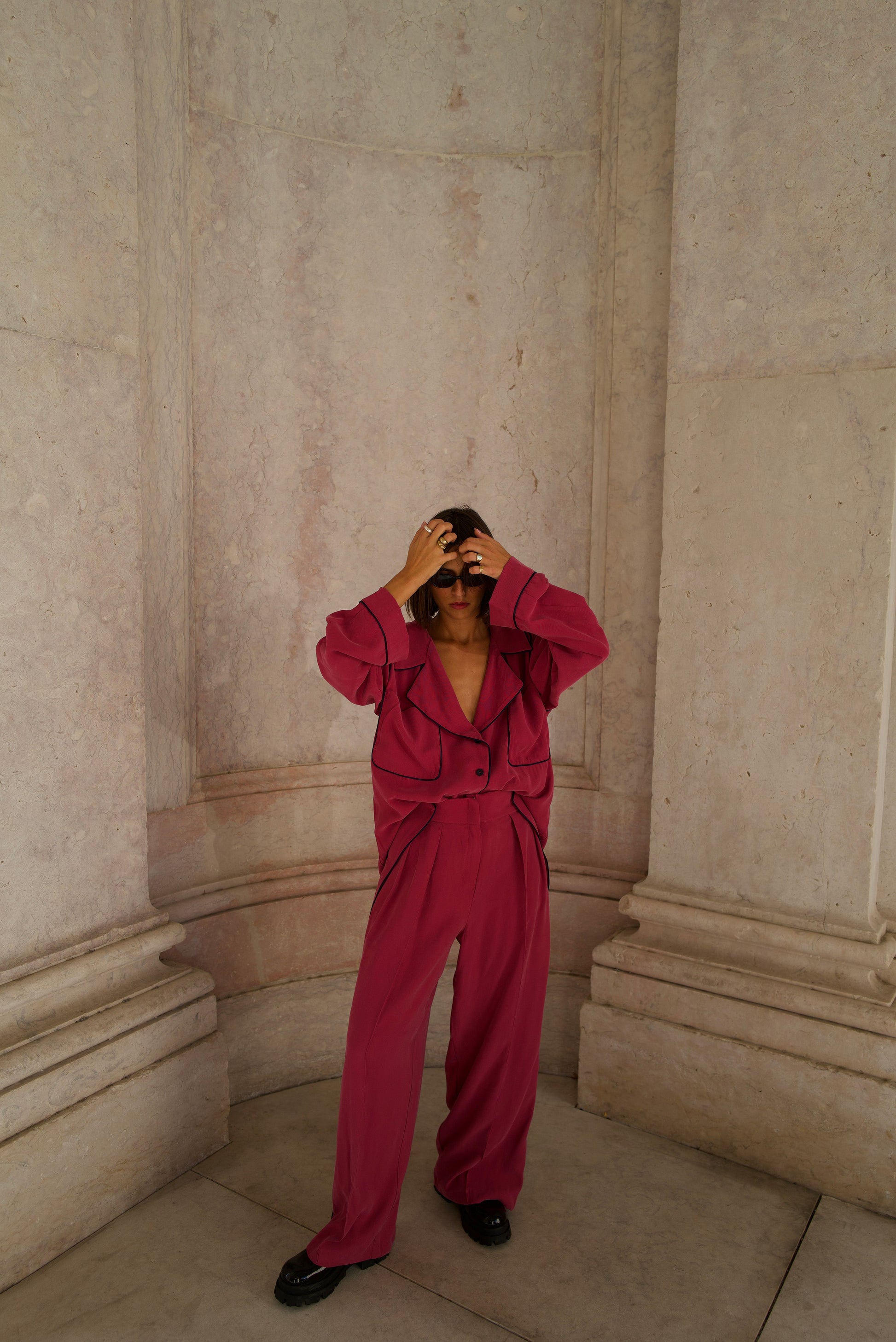 Snygga Byxor Dam Hög Midja med Fickor Viskos 90%-1