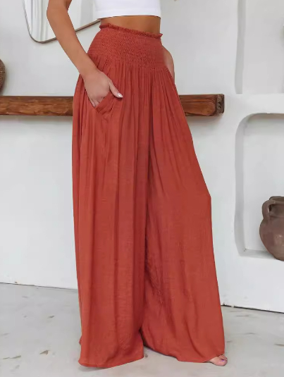 Snygga Byxor Dam Bredbenade Polyester Avslappnad Passform-5