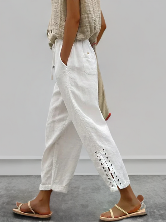 Dam Fritidsbyxor Spetsiga Detaljer 100% Bomull 1